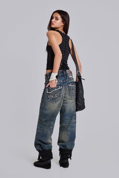 Rock Revival Heavy Stud Jeans - W25 / Blue