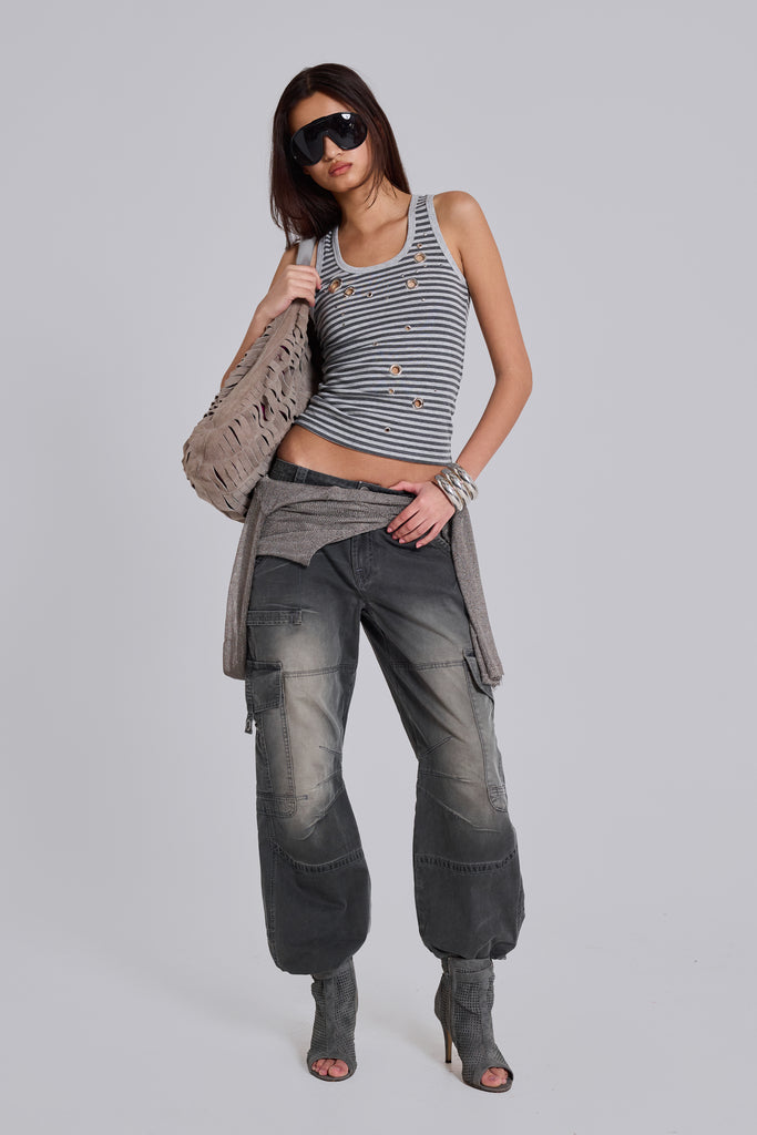 Sun Faded Black Trooper Cargo Pants | Jaded London | Clothing