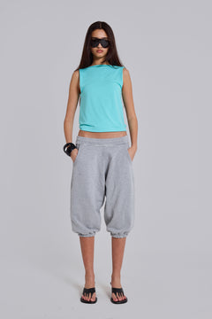 Grey Marl Cropped Monster Joggers - L / Grey