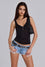 توب Henley بدون أكمام وشفاف باللون الأسود