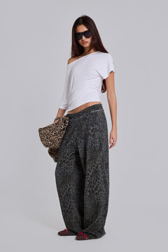 Charcoal Leopard Monster Joggers - XXS / Grey