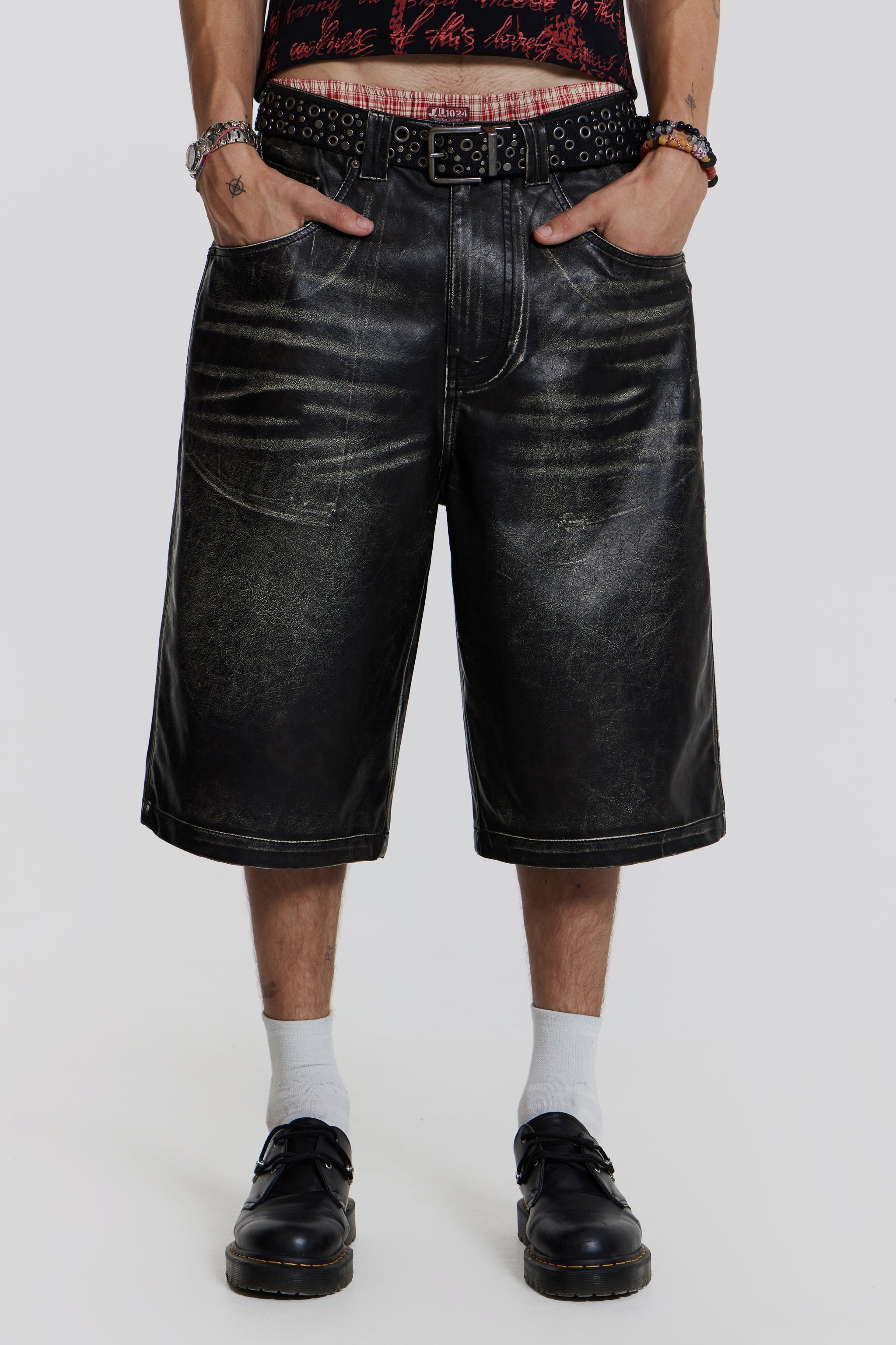 Washed Vegan Leather Shorts | Jaded London