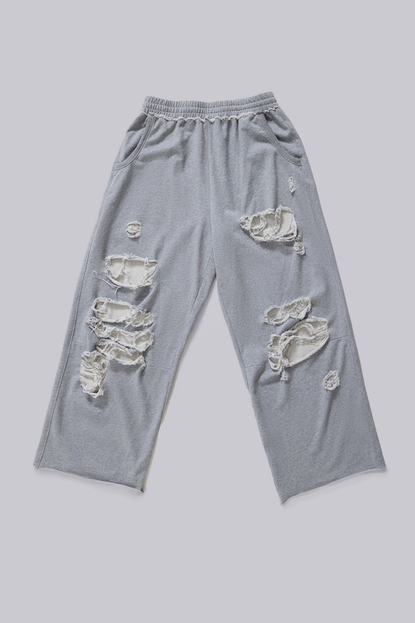 Distressed Grey Marl Loopback Monster Joggers