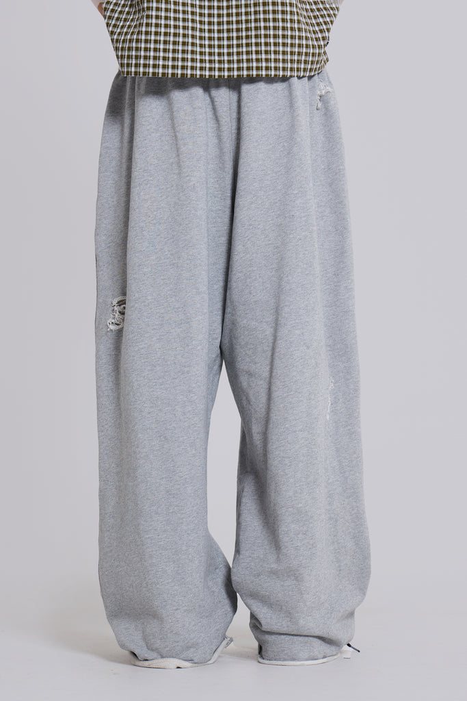 Distressed Grey Marl Baggy Monster Joggers