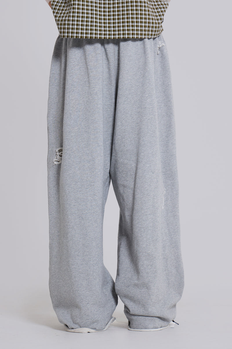 Distressed Grey Marl Baggy Monster Joggers