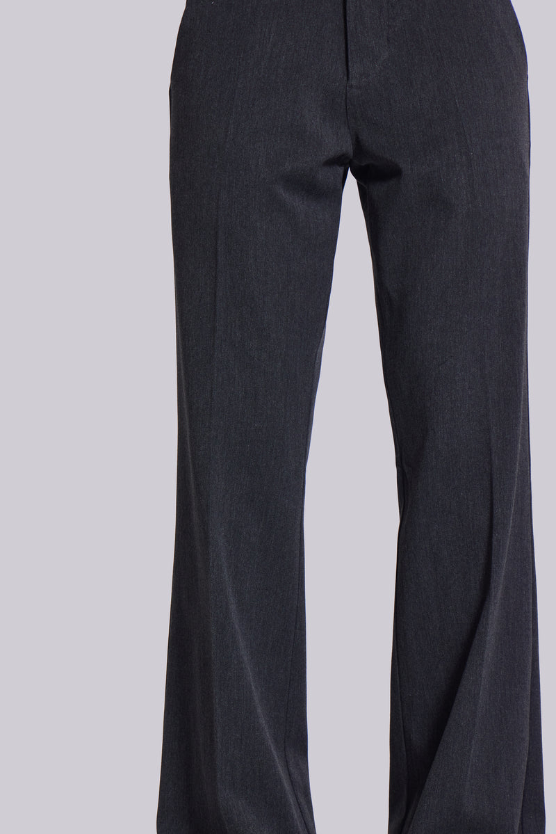 Grey Stacked Bootcut Suit Pants