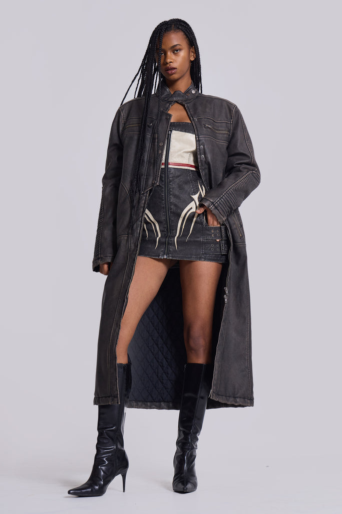 jaded london xiva motocross faux leather strapless mini dress Jaded London Xiva Motocross Faux Leather Strapless Mini Dress