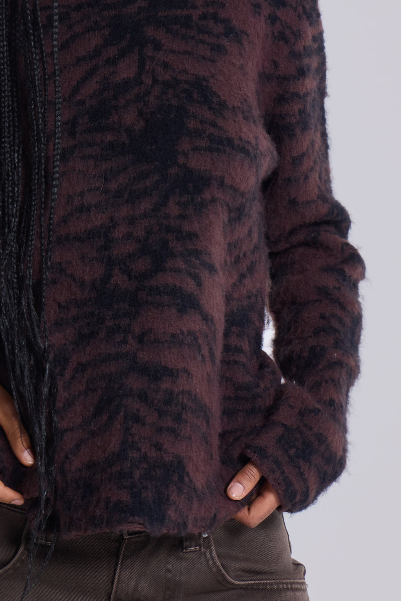 Brown Tiger Brushed Knit Jumper