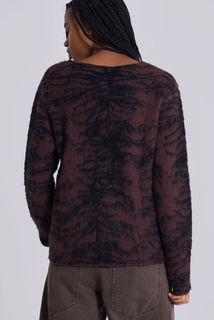 Brown Tiger Brushed Knit Jumper