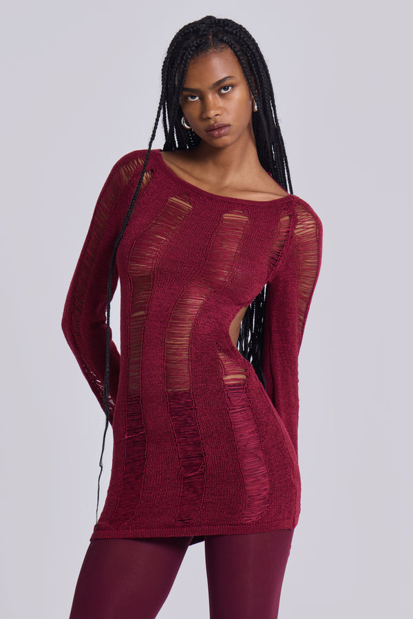 Burgundy Umbra Mini Dress