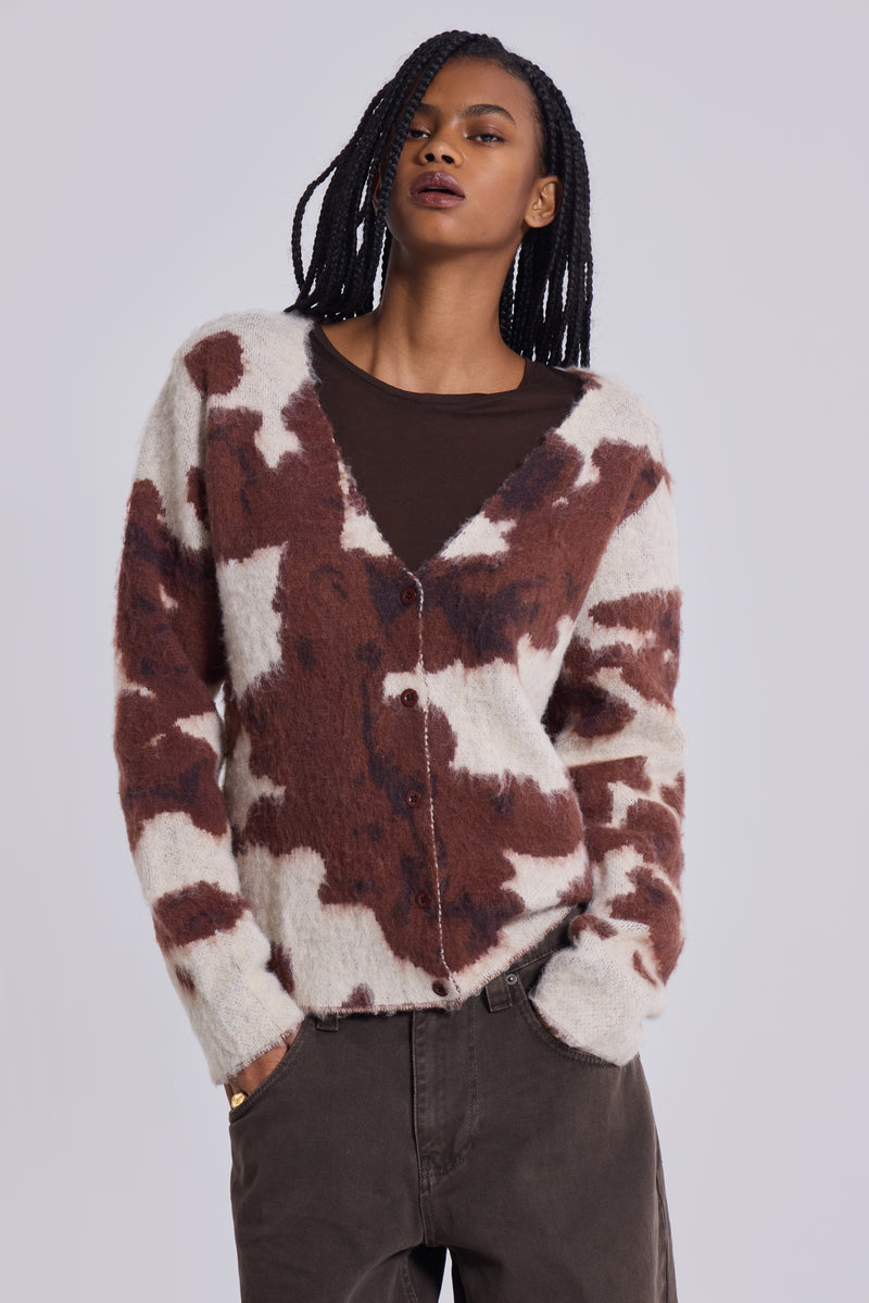 Cow Print Chuck Cardigan