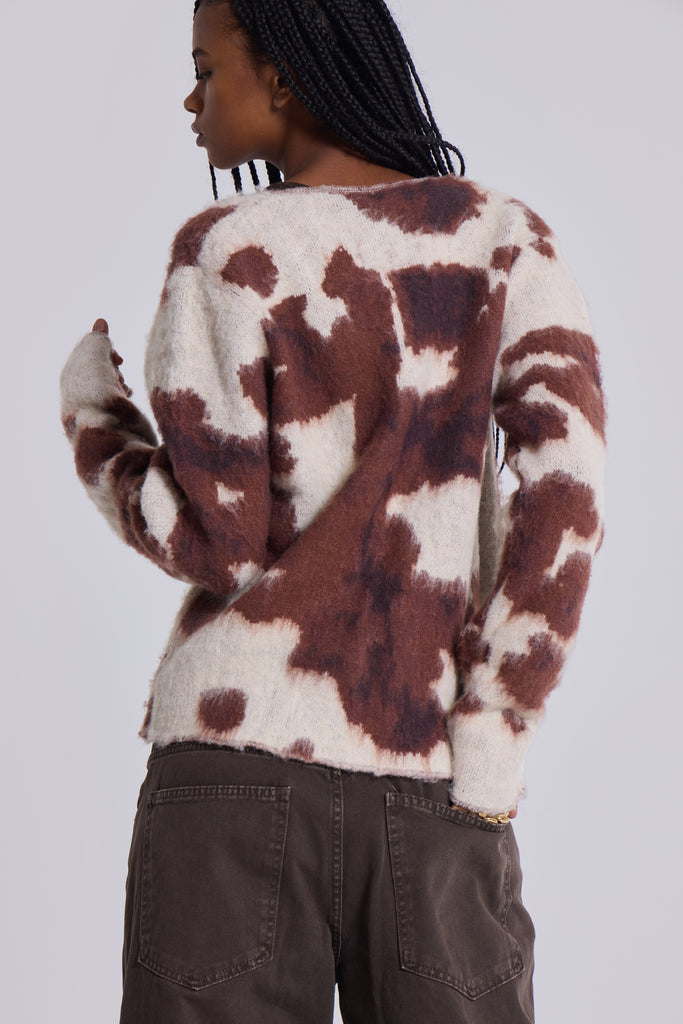 Cow Print Chuck Cardigan