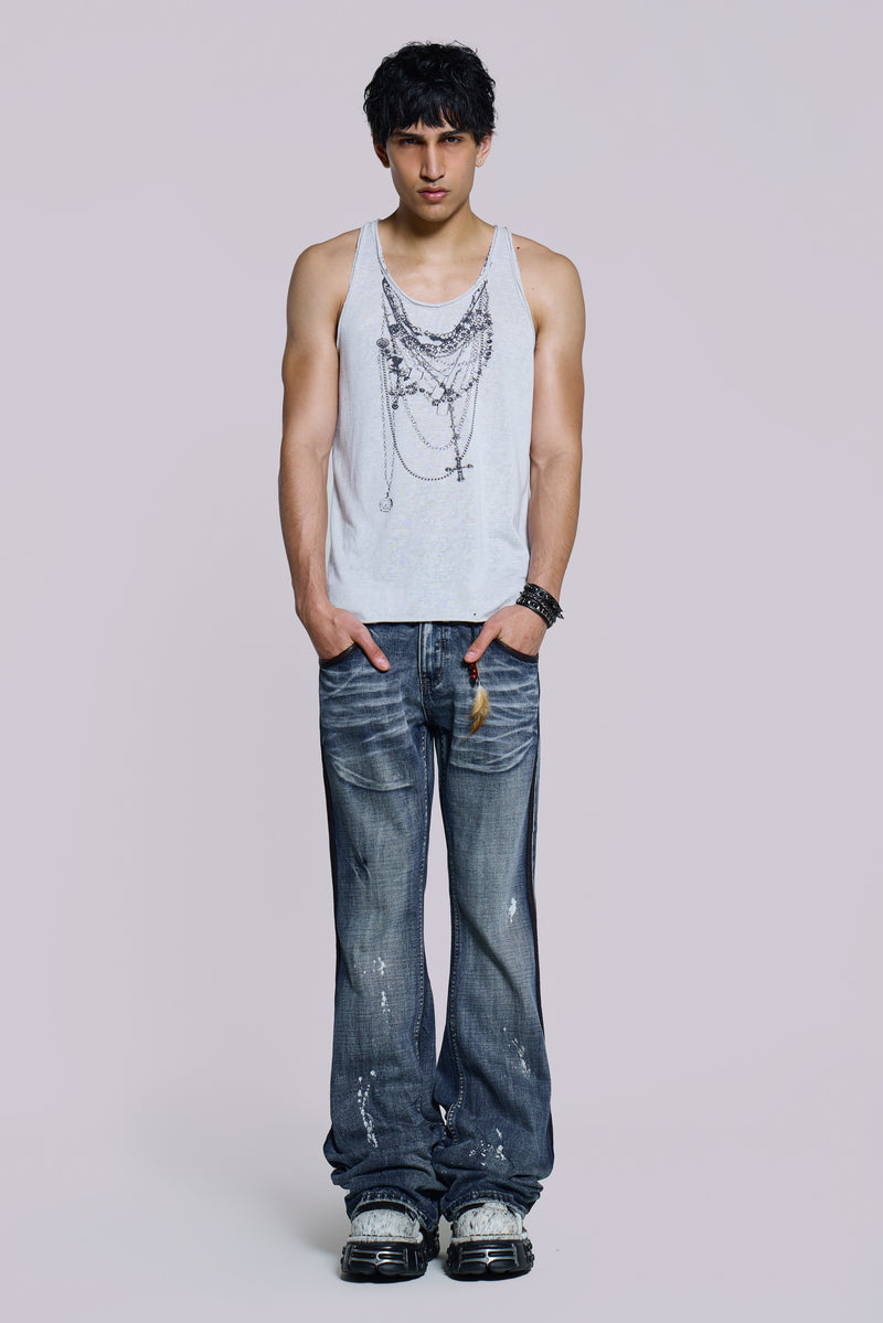 Vintage Blue Feather Drift Bootcut Jeans | Jaded London | Clothing
