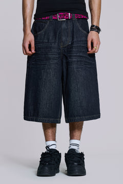 Creased Indigo Colossus Jorts - W26 / Blue