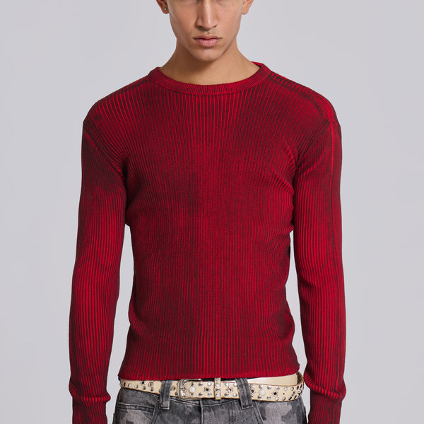 Shop Red Scrape Knit | Jaded London | Clothing