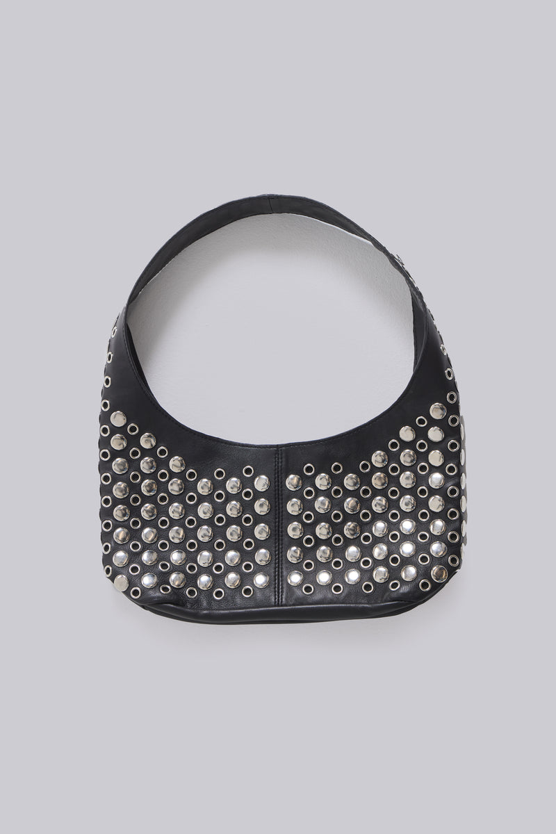 Osmium Studded Leather Bag in Black