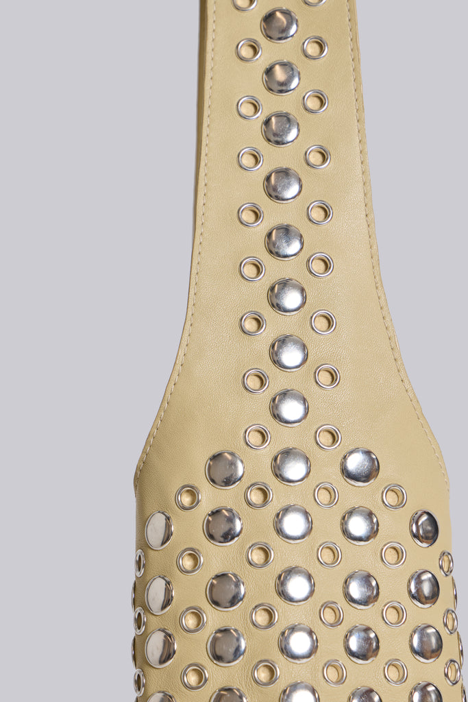 Osmium Studded Leather Bag in Beige