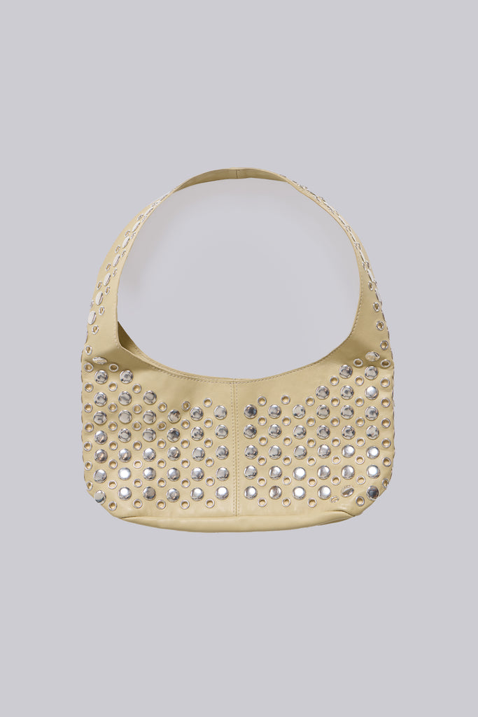 Osmium Studded Leather Bag in Beige