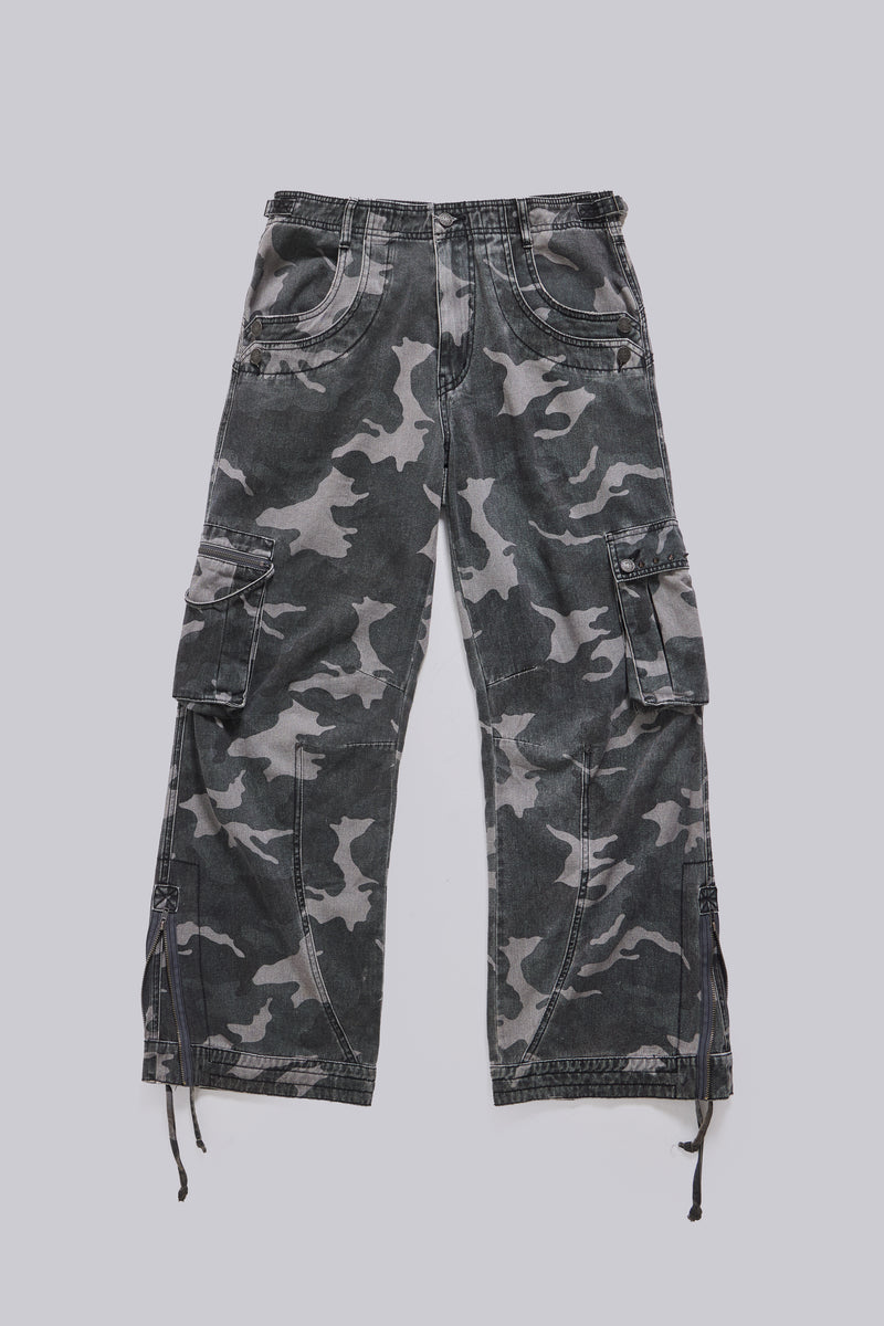 Washed Black Trooper Camo Cargo Pant