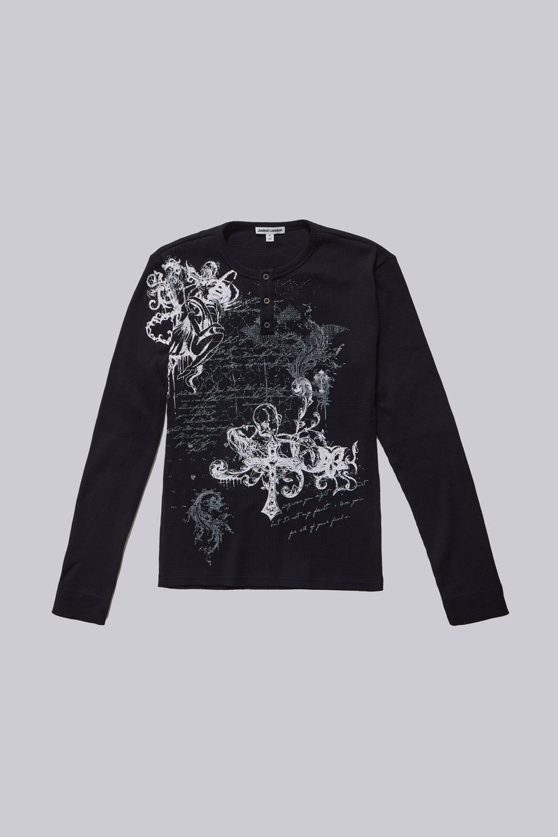 Anointed Black Waffle Henley T-Shirt