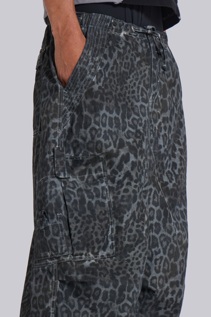 Charcoal Leopard Parachute Pants