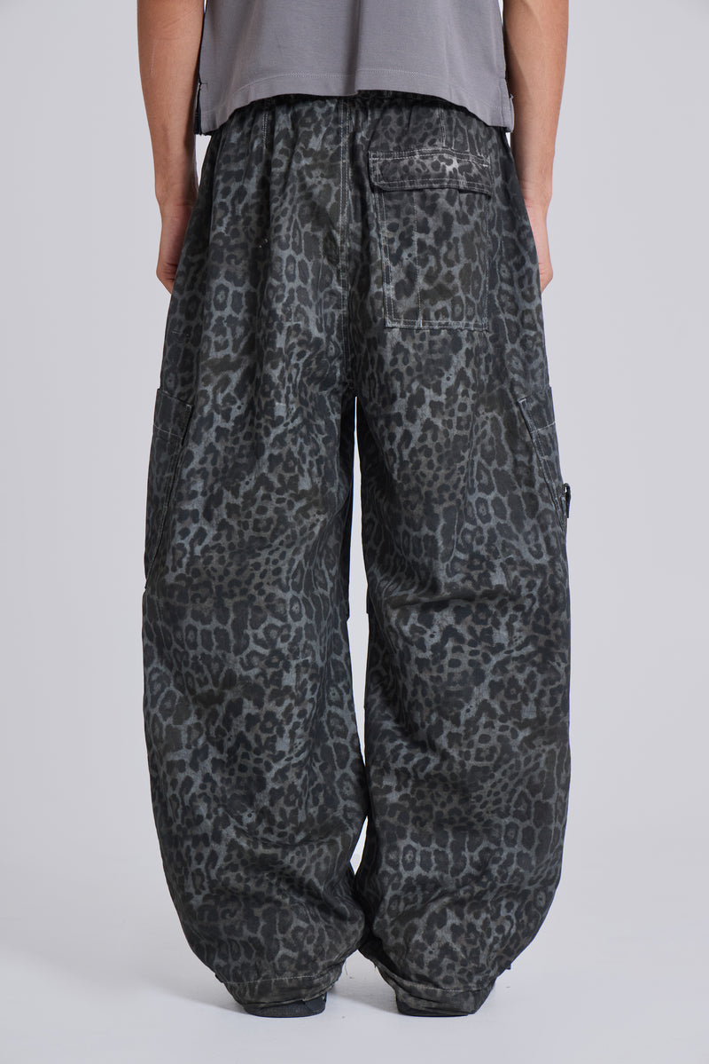 Charcoal Leopard Parachute Pants