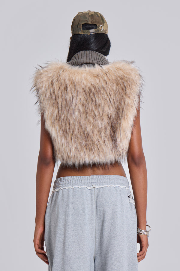 Meka Faux Fur Knit Shrug