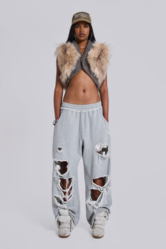 Distressed Grey Marl Baggy Monster Joggers – view 1