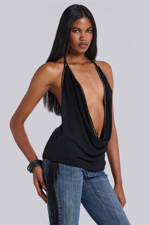 Tatiana Backless Studded Top