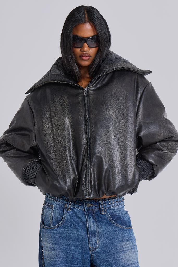 Alloy Vegan Leather Bomber Jacket