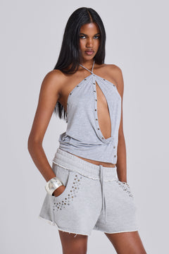 Zeila Cut Out Drape Top - UK 16 / Grey