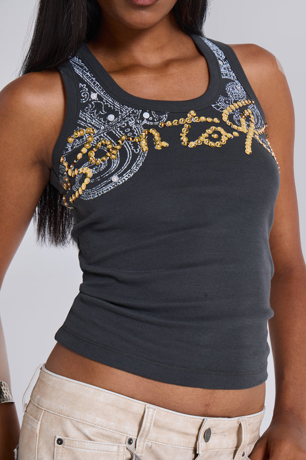 Born To Ride Sequin Vest Top