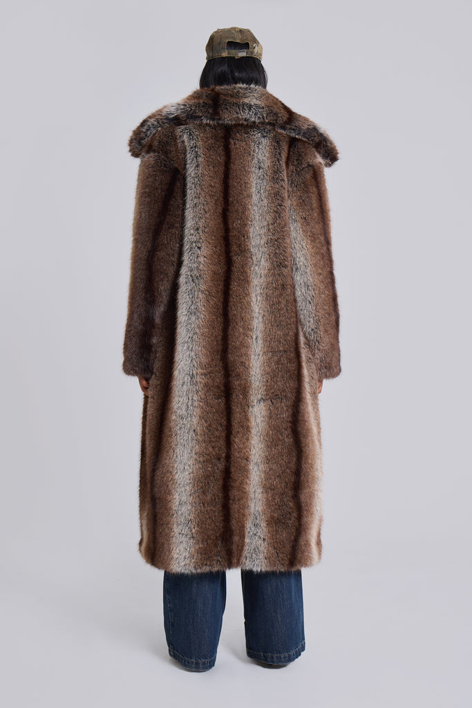 Agyness Brown Faux Fur Coat