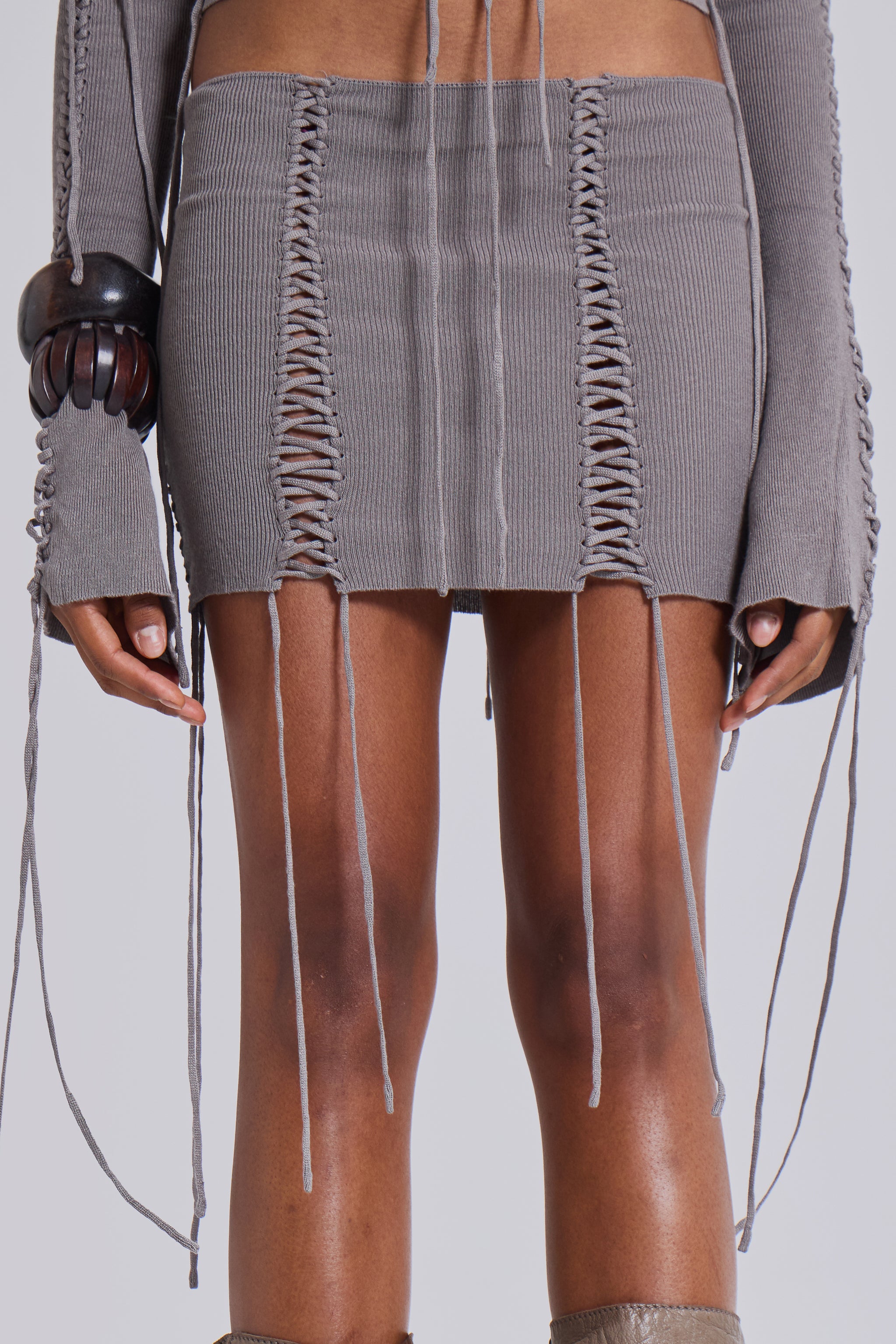 Vargo Knit Lace Up Mini Skirt Jaded London Clothing vargo-knit-lace-up-mini-skirt-jaded-london-clothing