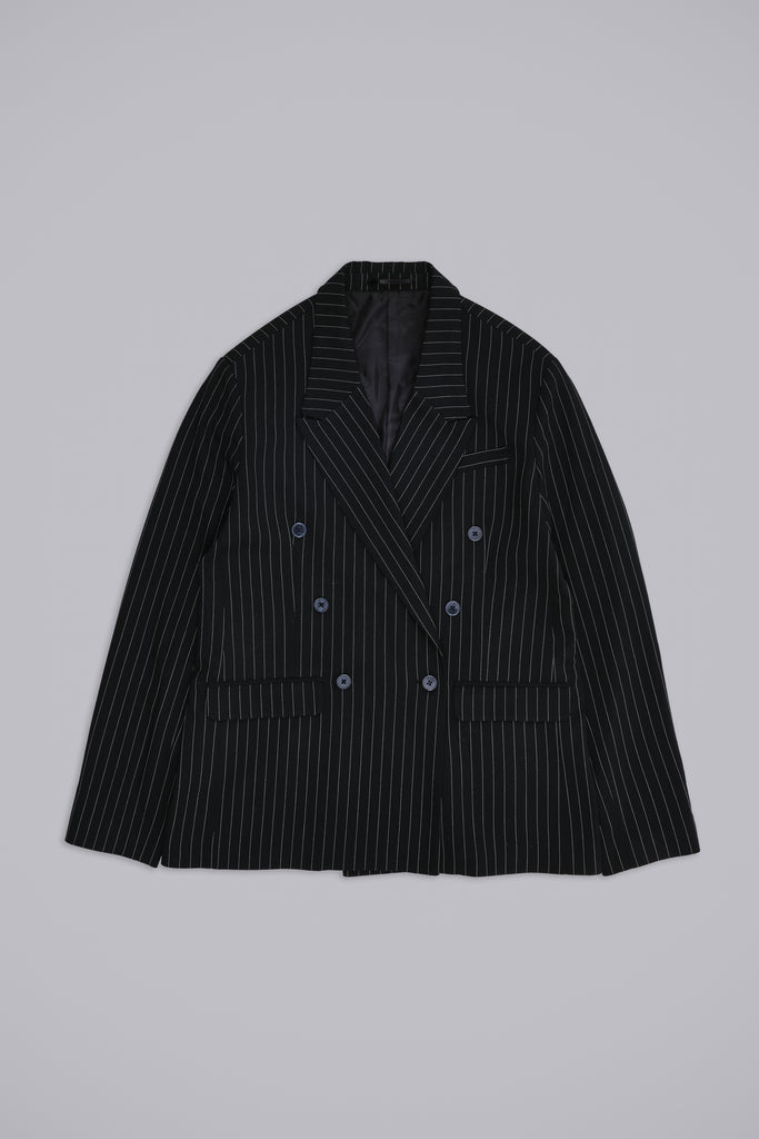 Goliath Pinstripe Double Breasted Boxy Blazer
