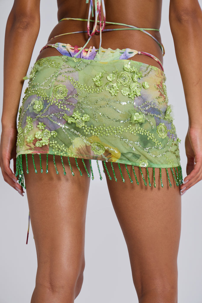 Melona Embellished Wrap Mini Skirt