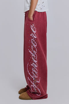 Burgundy Hardcore Jewel Monster Joggers - XXS / Burgundy