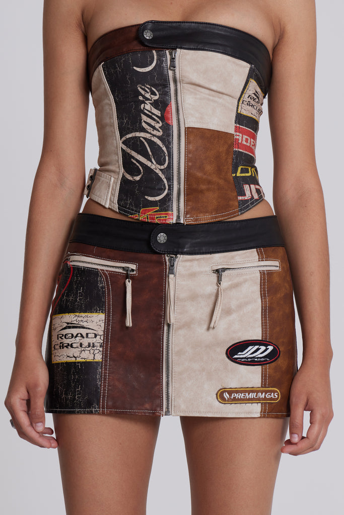 Jaded London Daytona Vegan Leather Mini Skirt, Women's Fashion
