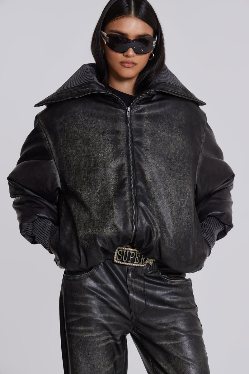 Alloy Vegan Leather Bomber Jacket