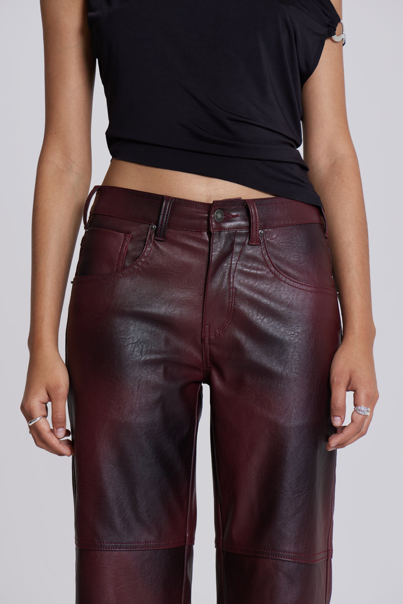 Assassin Faux Black Leather Trousers with Moto Panelling