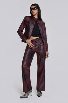 Oxblood Faux Leather Pants - W26 / Red