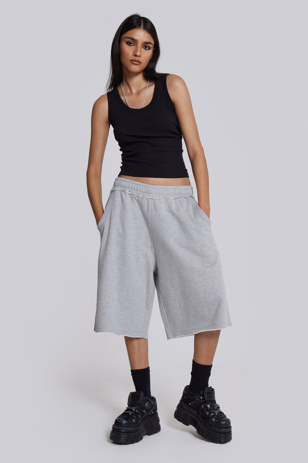 ASOS Design Oversized Jersey Shorts in Gray marl-Grey