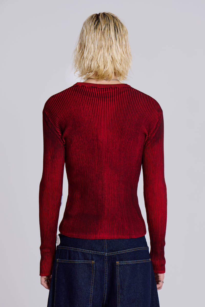 Red Scrape Knit