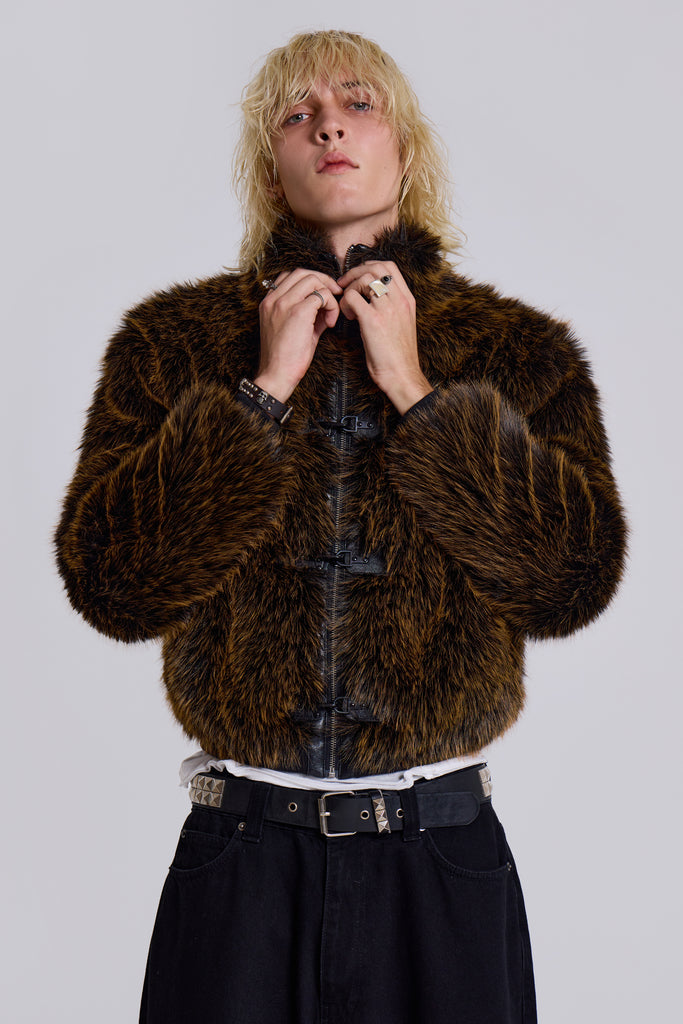 Brown Mendoza Faux Fur Jacket