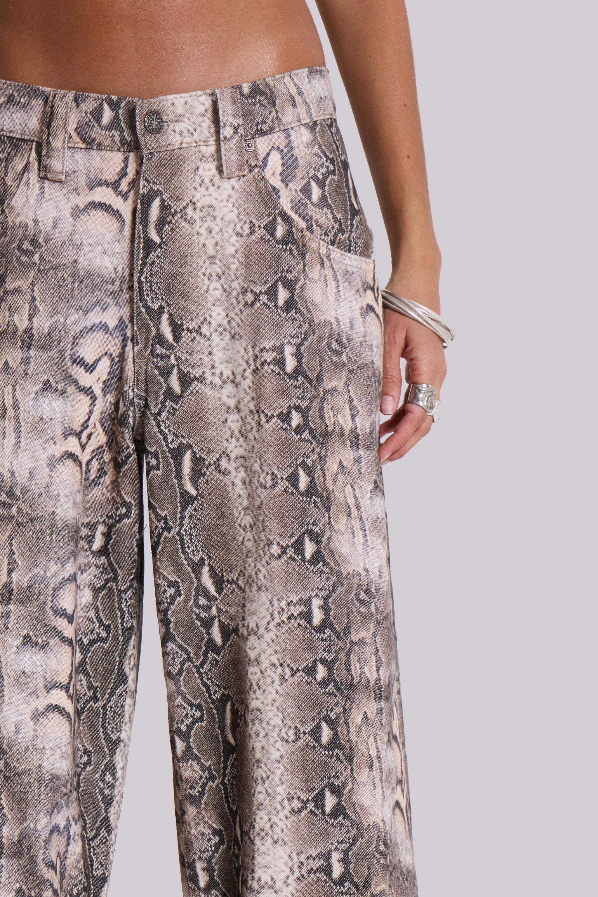Snake Effect Beadwork Jeans