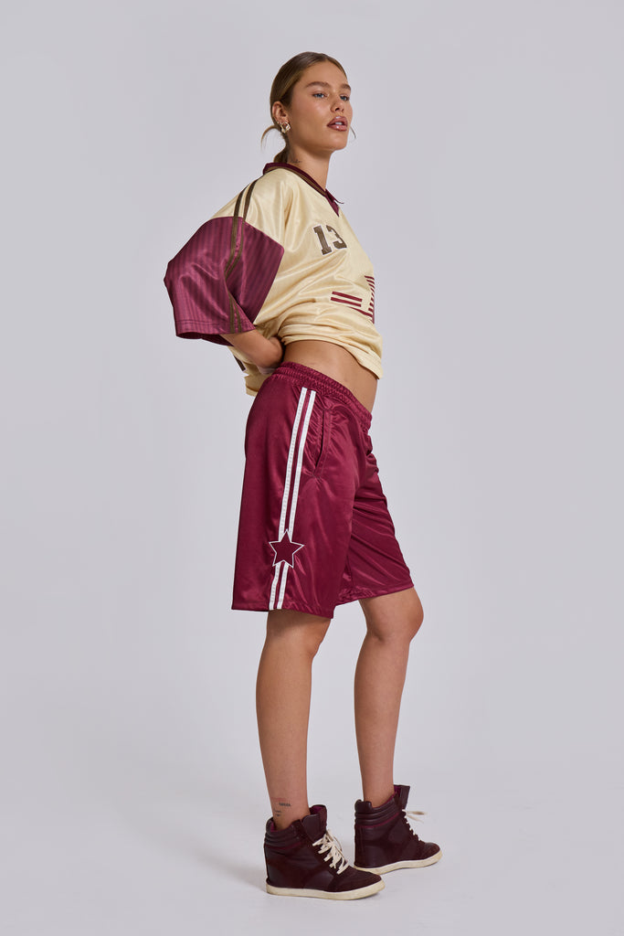 Burgundy Alyx Longline Football Shorts