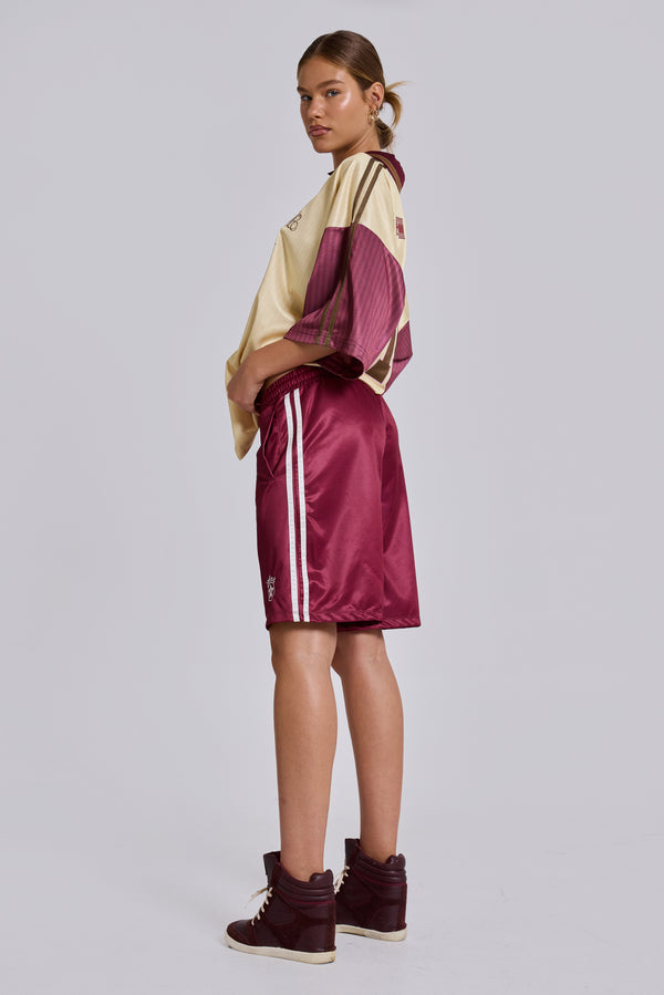 Burgundy Alyx Longline Football Shorts