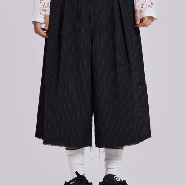 Black Pinstripe XL Goliath Baggy Shorts | Jaded London | Clothing