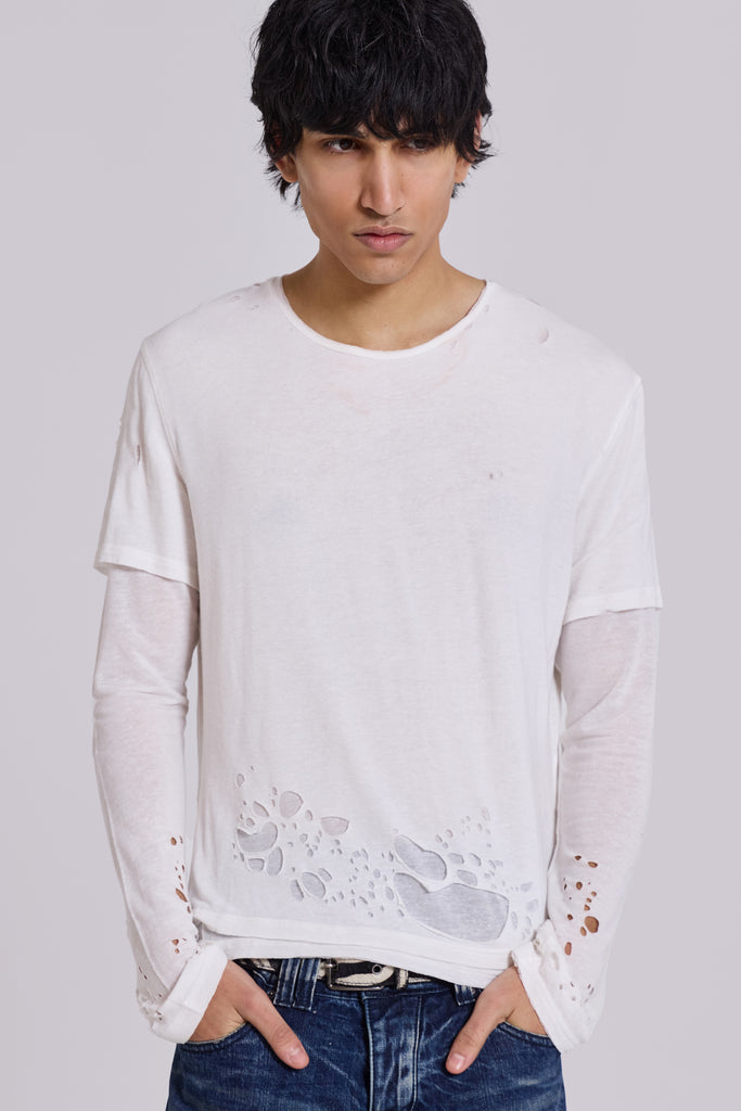 Ghost Double Layer Mist Long Sleeve Top