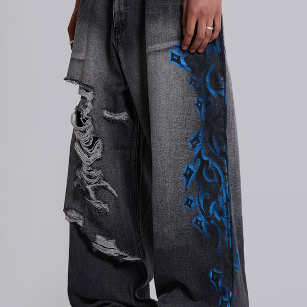 Jaded London デニム　30 JADED LONDON Cross Chain Blue Drift Jeans (JADED LONDON